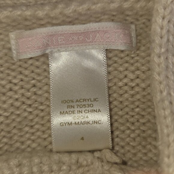 Janie and Jack Girls Size 4 English Rider Sweater Poncho Ivory Tan Equestrian - Picture 3 of 8